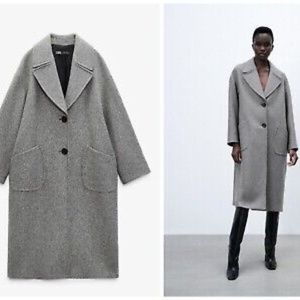 WOOL BLEND OVERSIZED COAT - Gray - Zara WITH TAGS